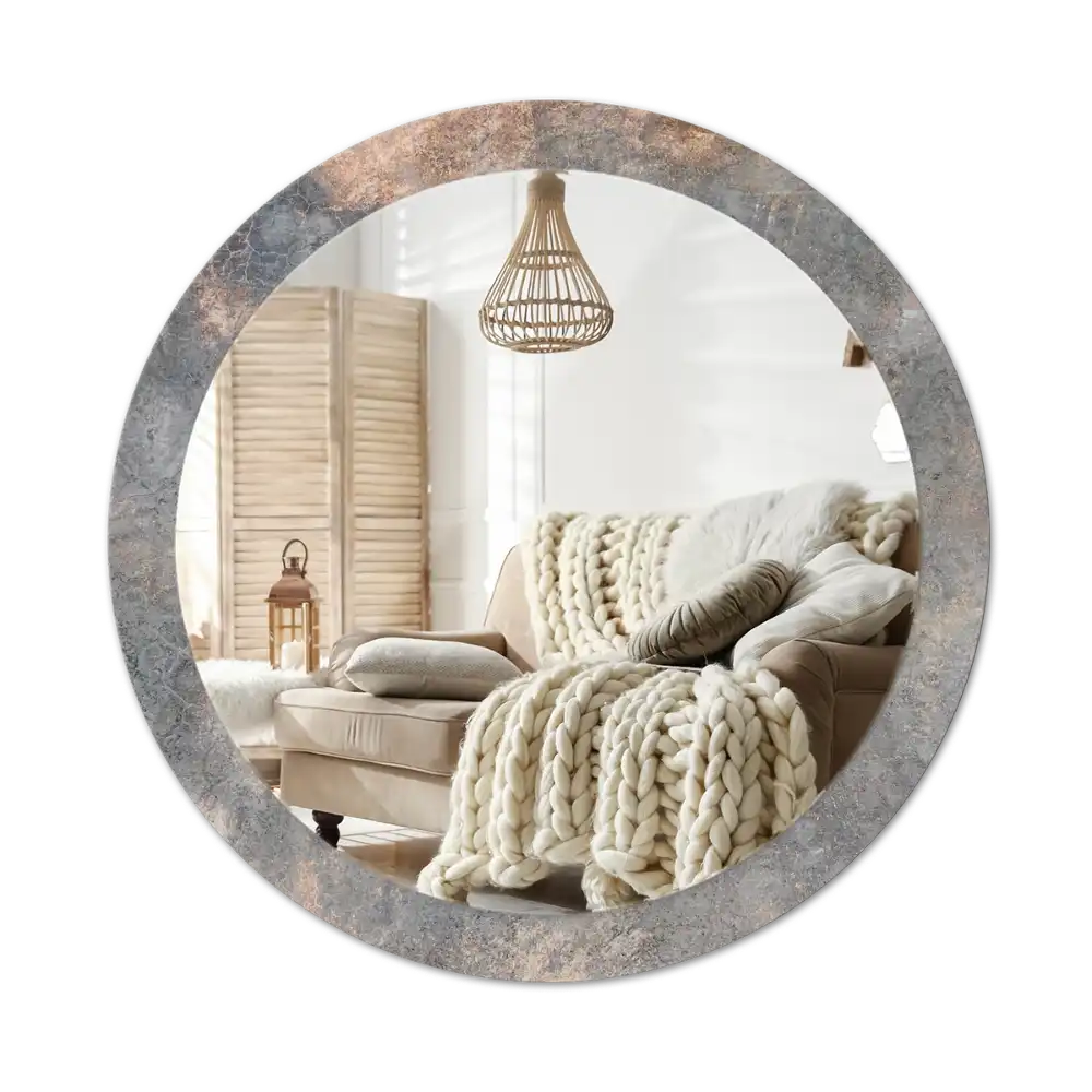 Round mirror frame with print Vintage concrete