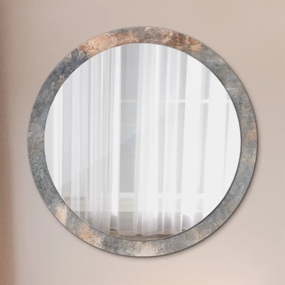 Round mirror frame with print Vintage concrete