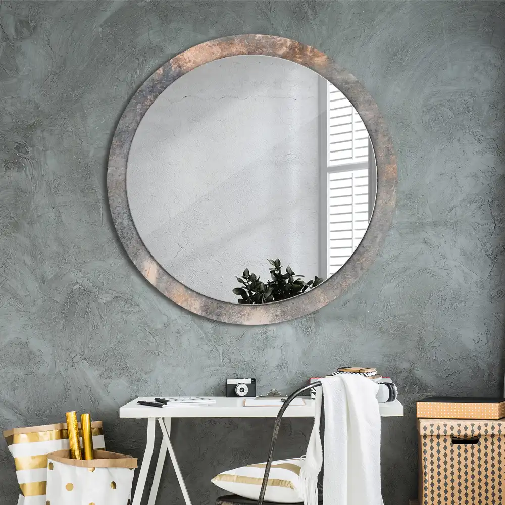 Round mirror frame with print Vintage concrete
