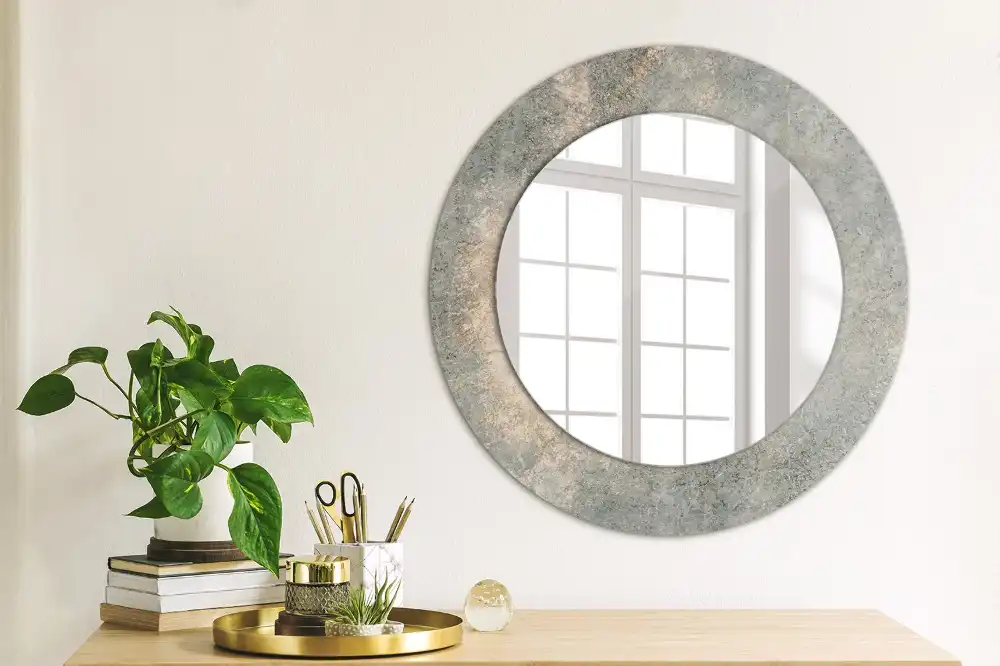Round mirror frame with print Vintage concrete