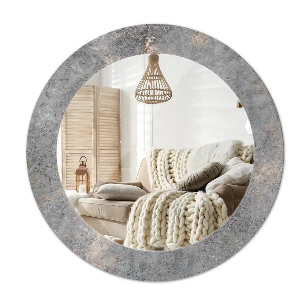 Round mirror frame with print Vintage concrete