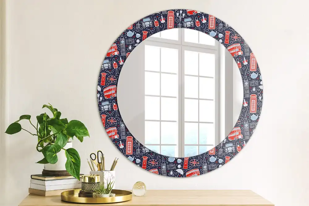 Round printed mirror London