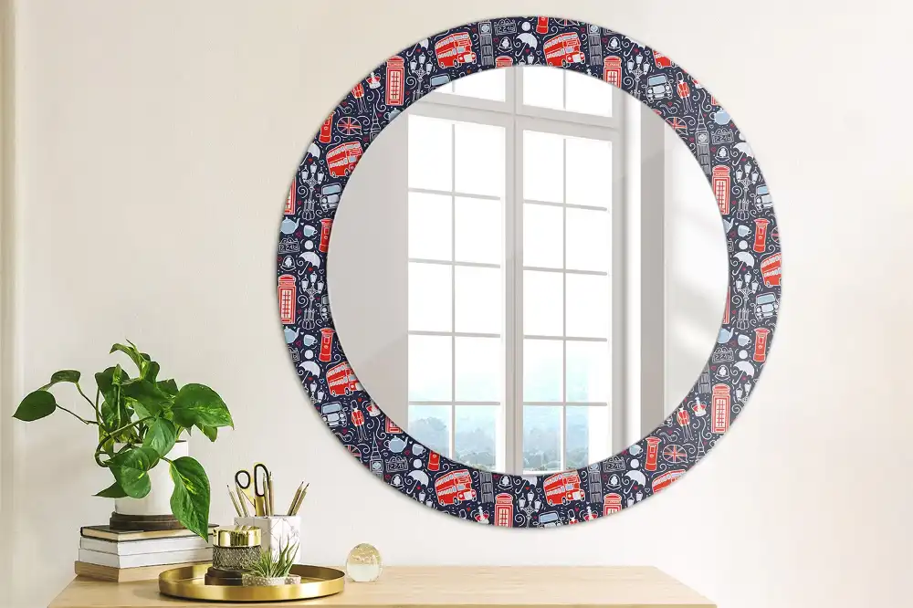 Round printed mirror London
