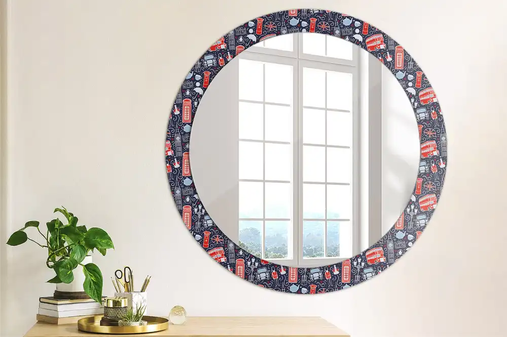 Round printed mirror London