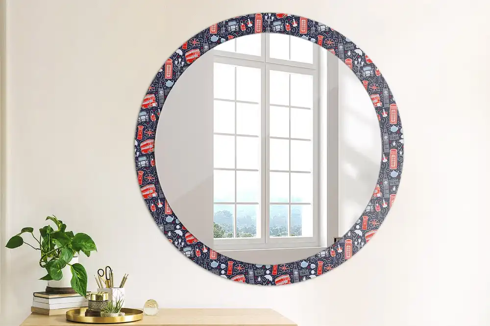 Round printed mirror London