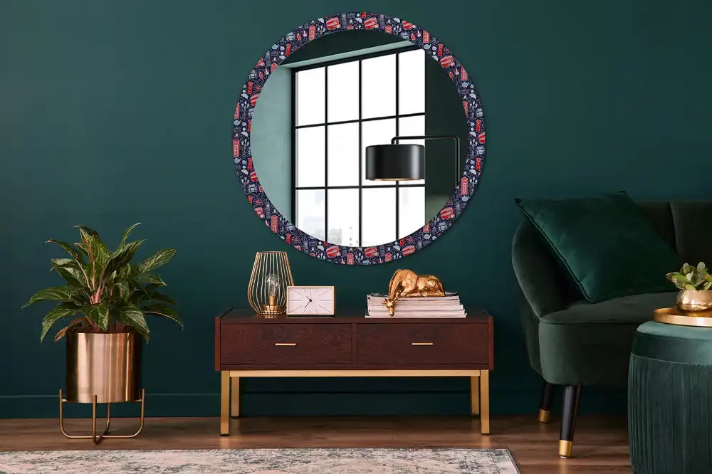 Round printed mirror London