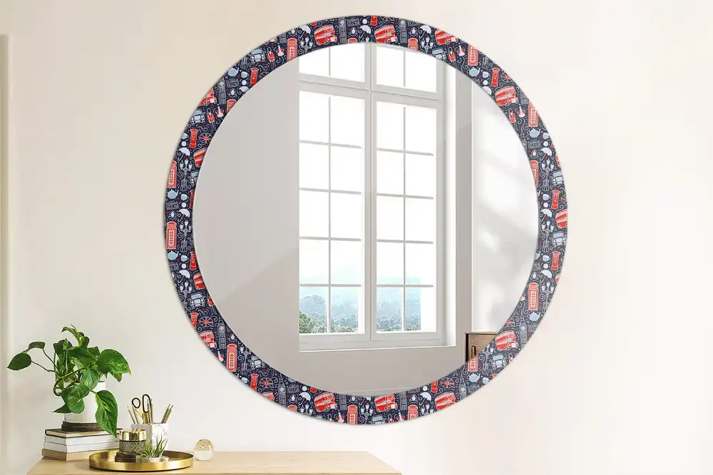 Round printed mirror London