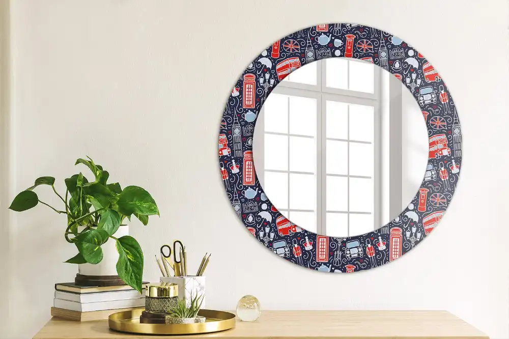 Round printed mirror London