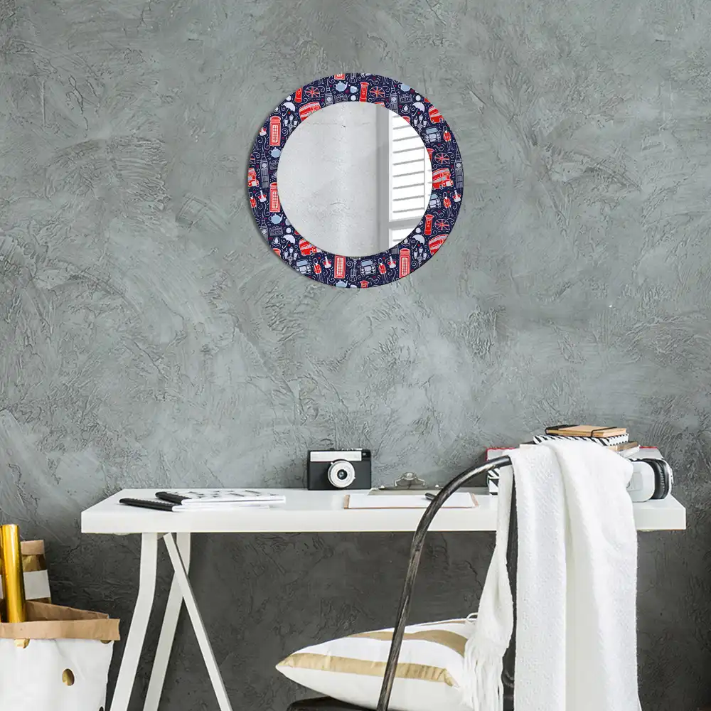 Round printed mirror London