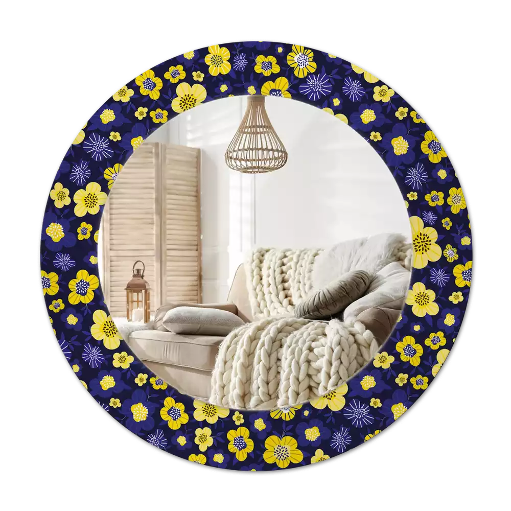 Round decorative mirror Little flowers