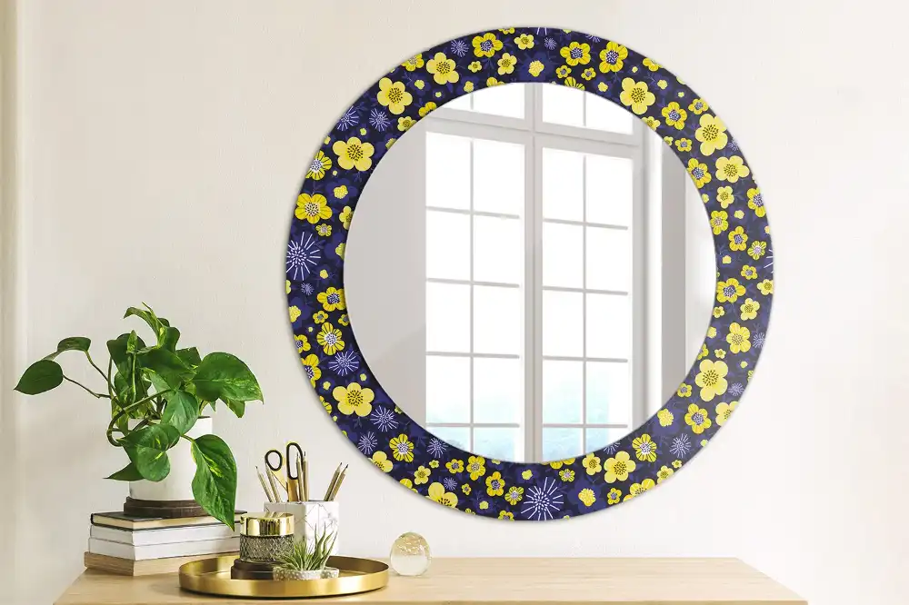 Round decorative mirror Little flowers