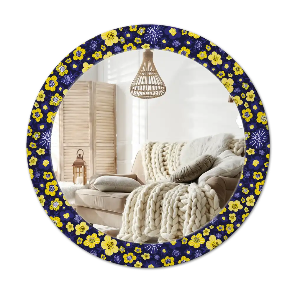 Round decorative mirror Little flowers