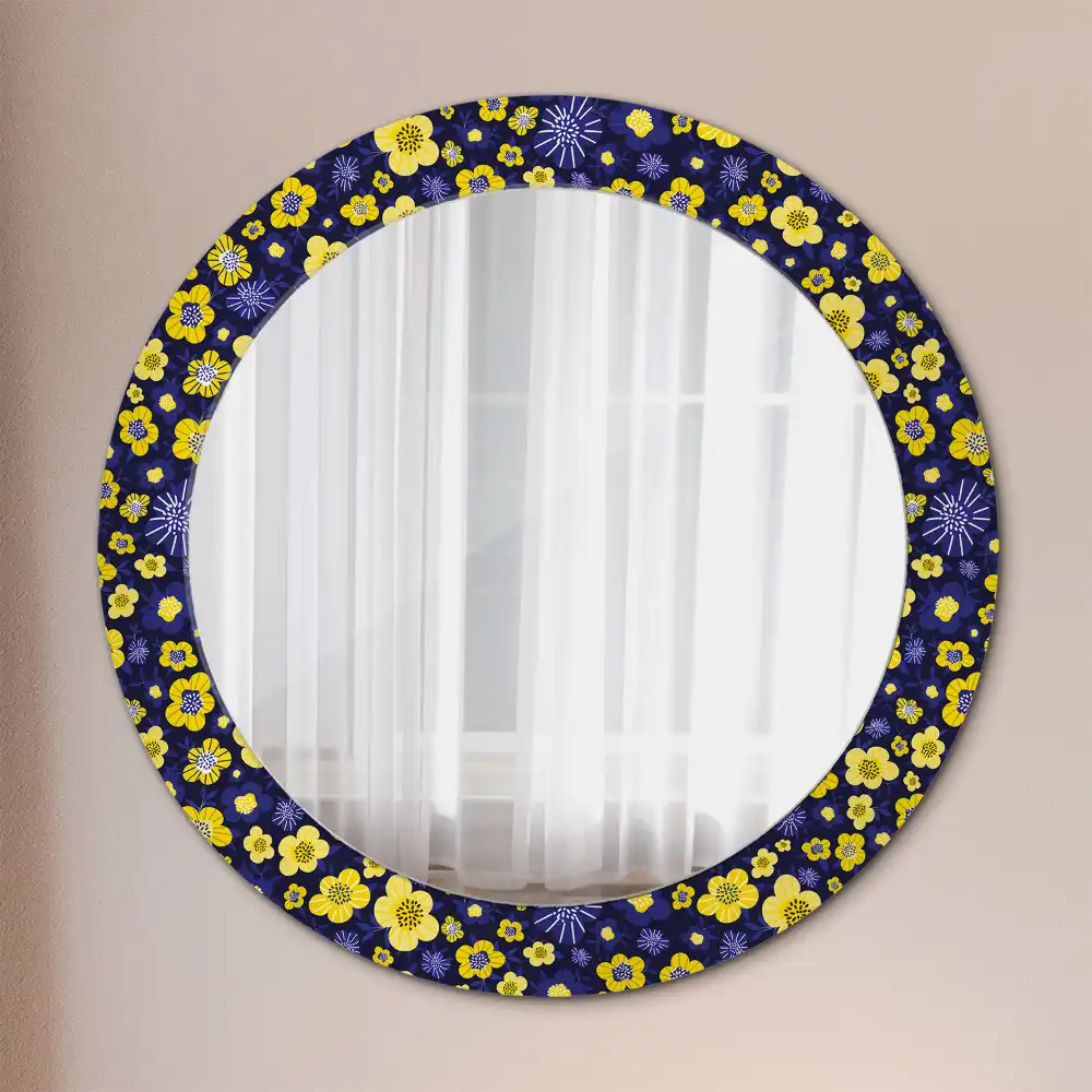 Round decorative mirror Little flowers