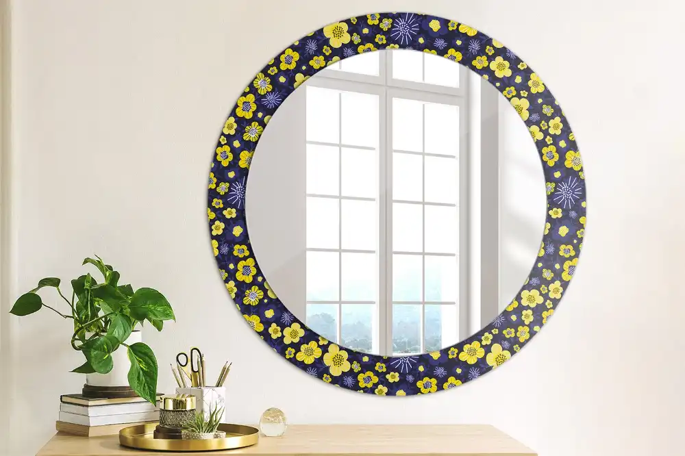Round decorative mirror Little flowers