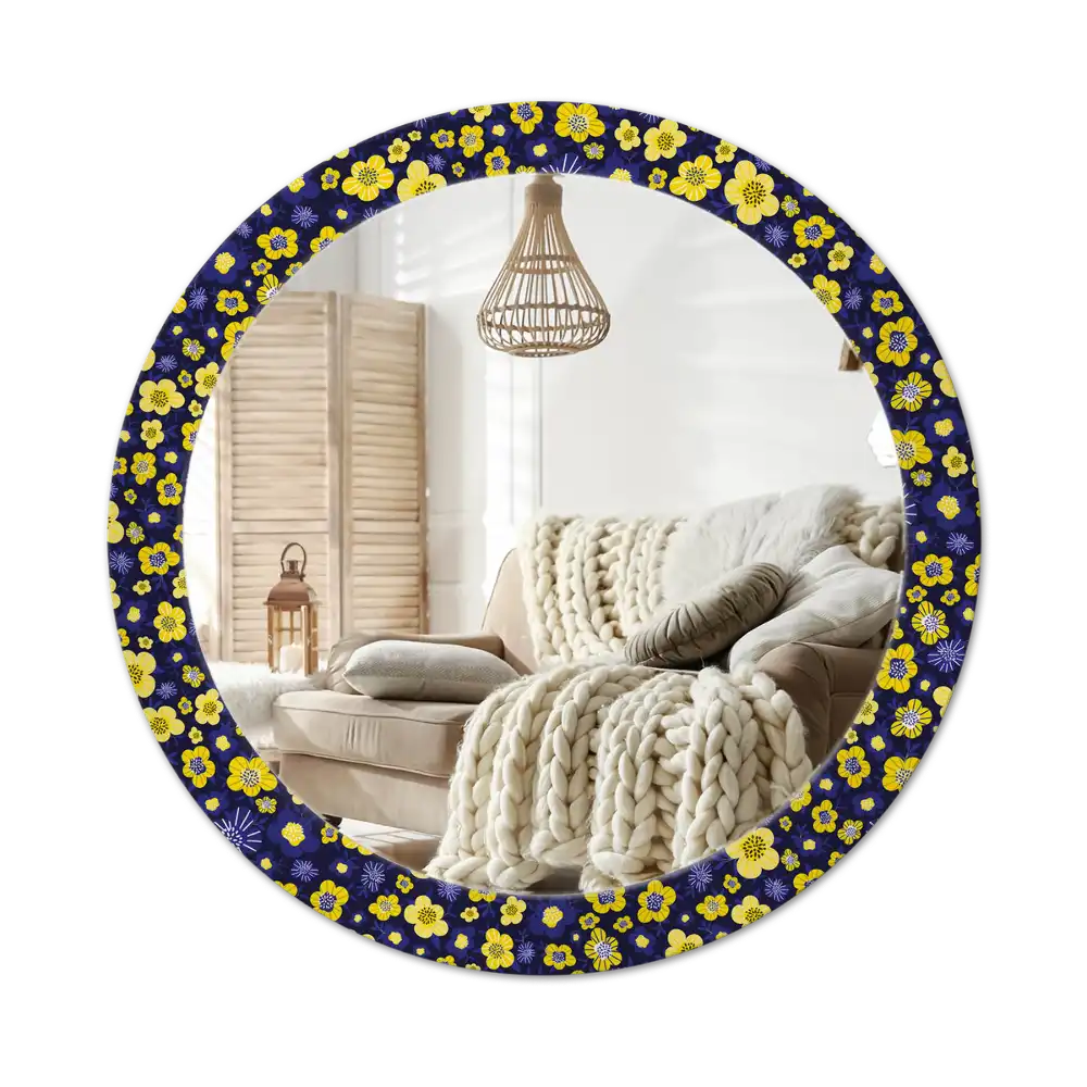 Round decorative mirror Little flowers