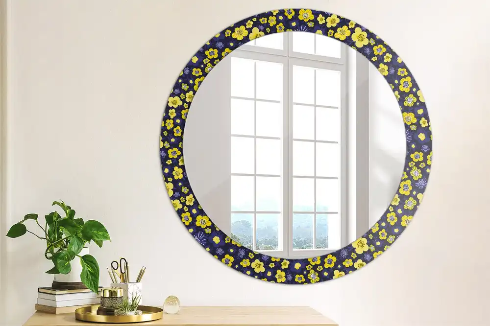 Round decorative mirror Little flowers