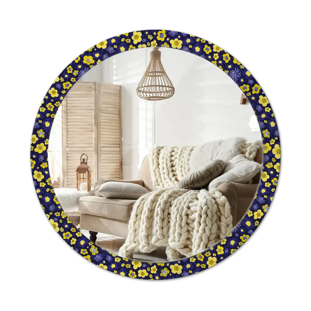 Round decorative mirror Little flowers