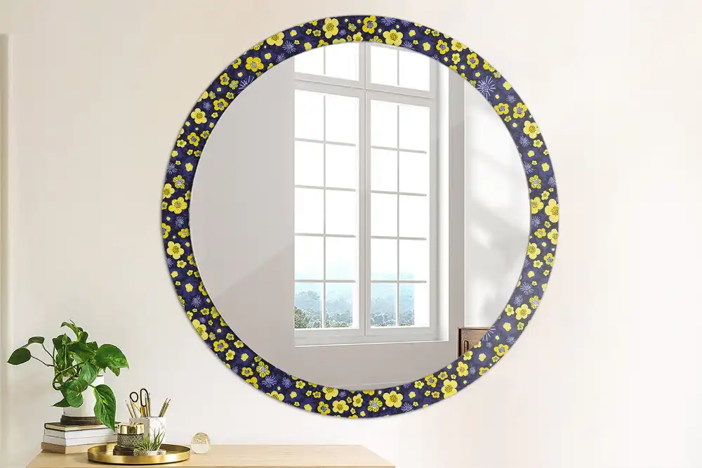 Round decorative mirror Little flowers