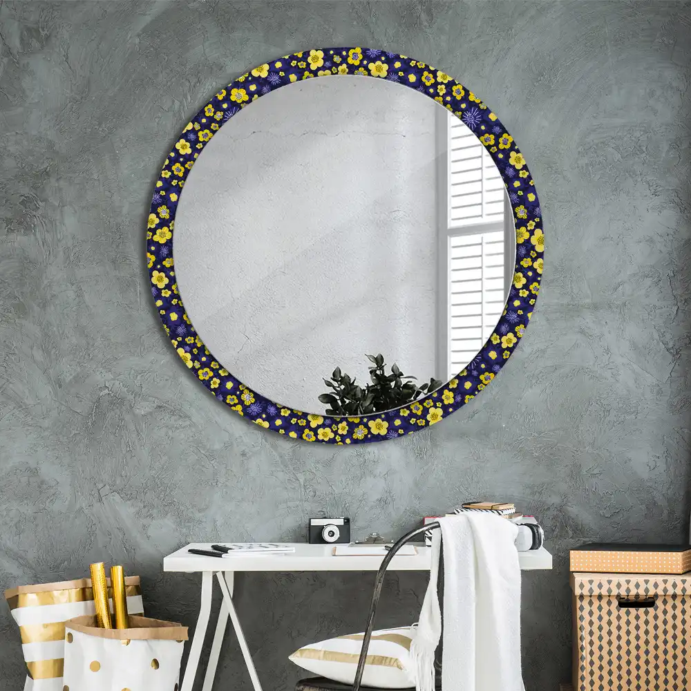 Round decorative mirror Little flowers