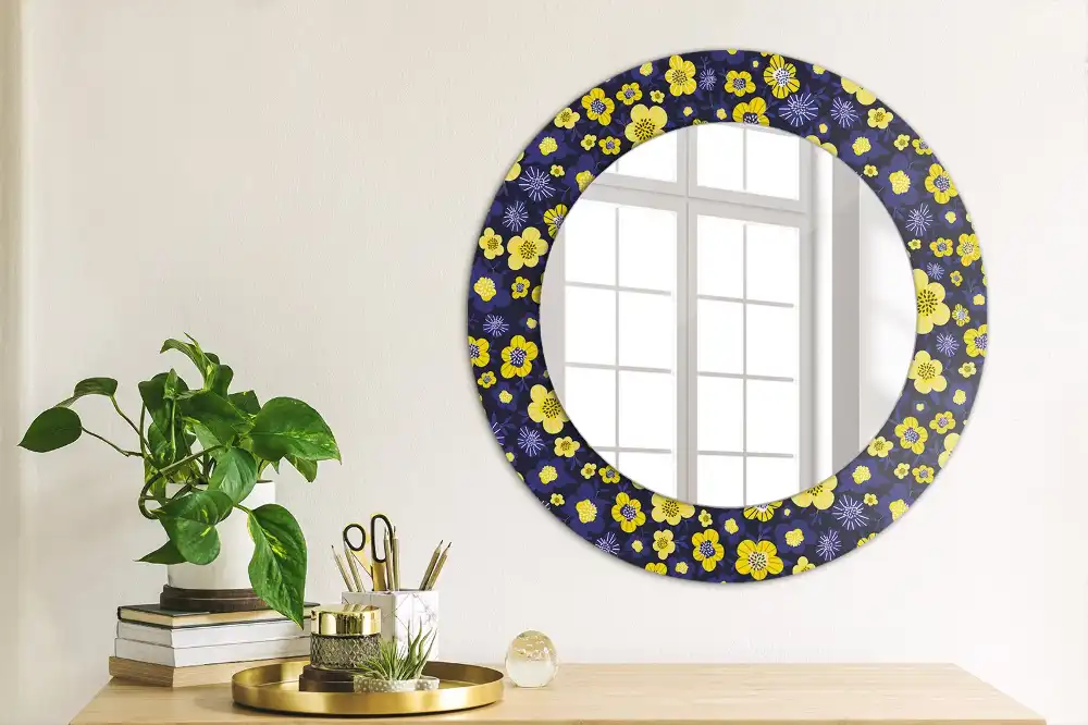 Round decorative mirror Little flowers