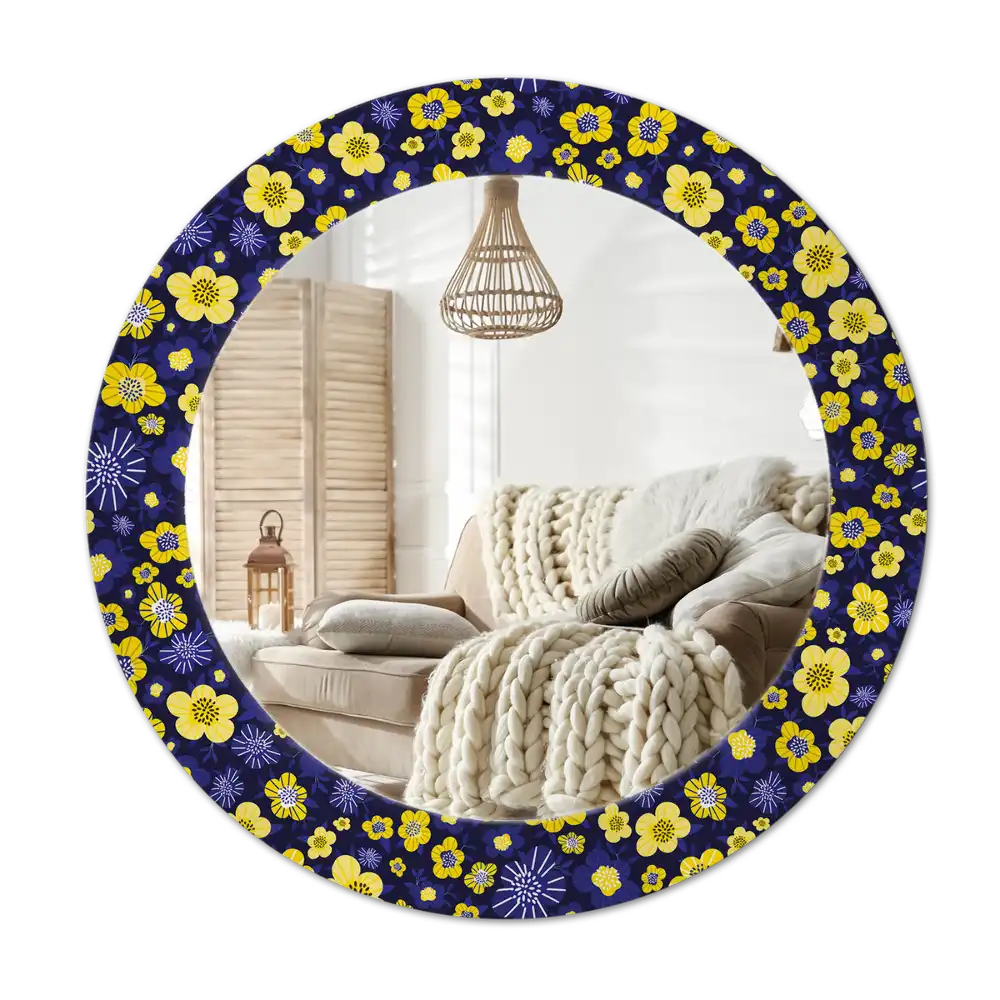 Round decorative mirror Little flowers