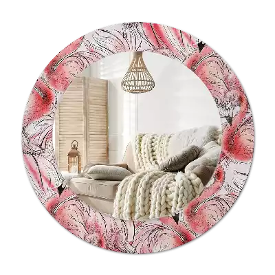 Round wall mirror decor Flamingos