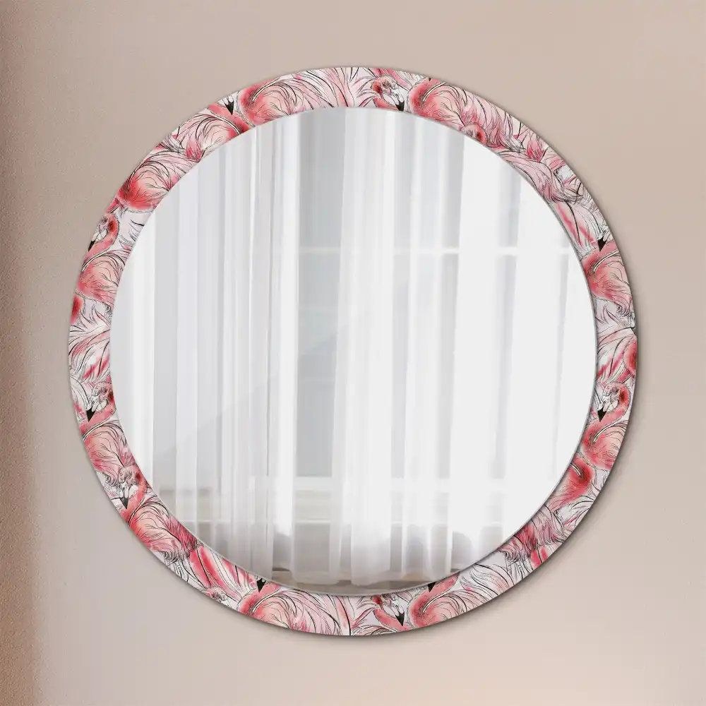 Round wall mirror decor Flamingos