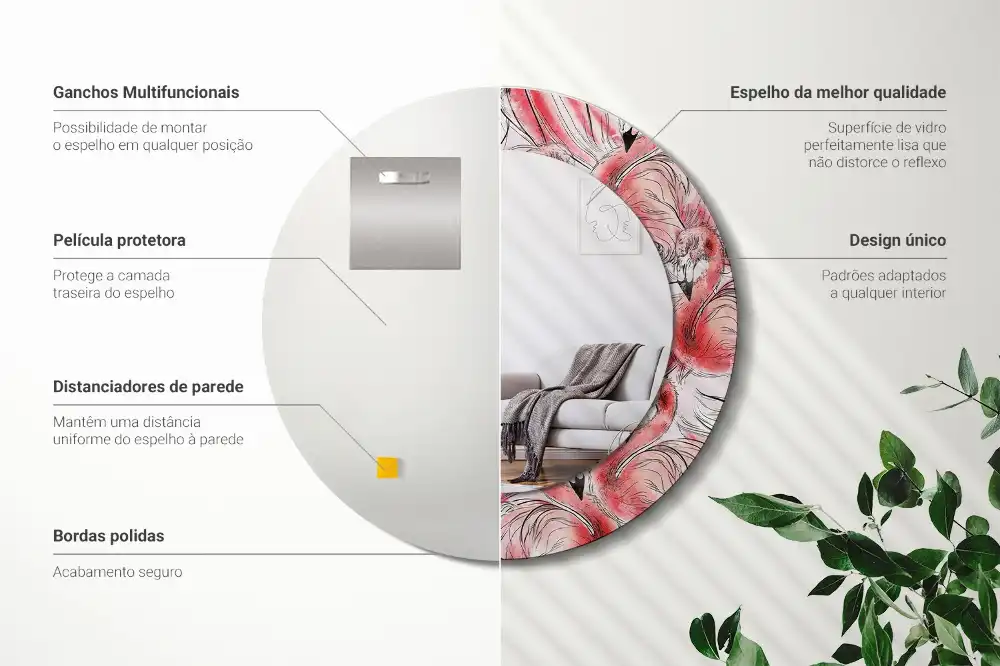 Round wall mirror decor Flamingos