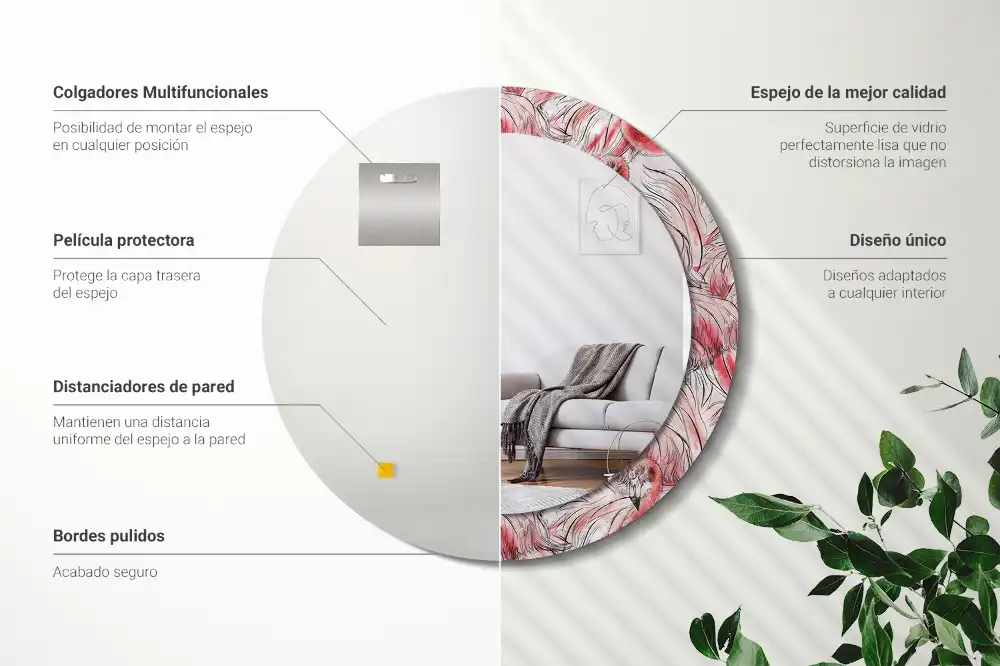 Round wall mirror decor Flamingos