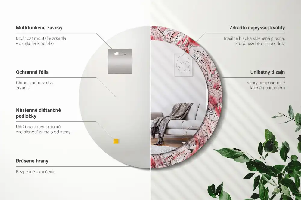 Round wall mirror decor Flamingos