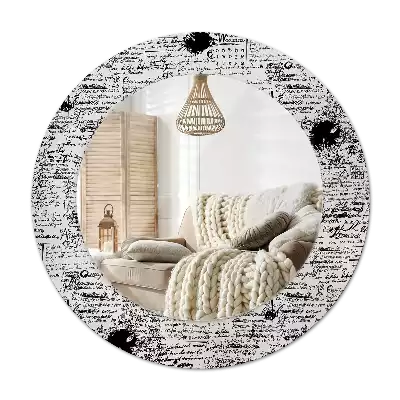 Round mirror frame with print Scribbles