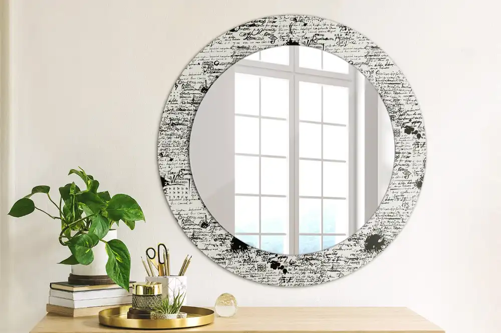 Round mirror frame with print Scribbles