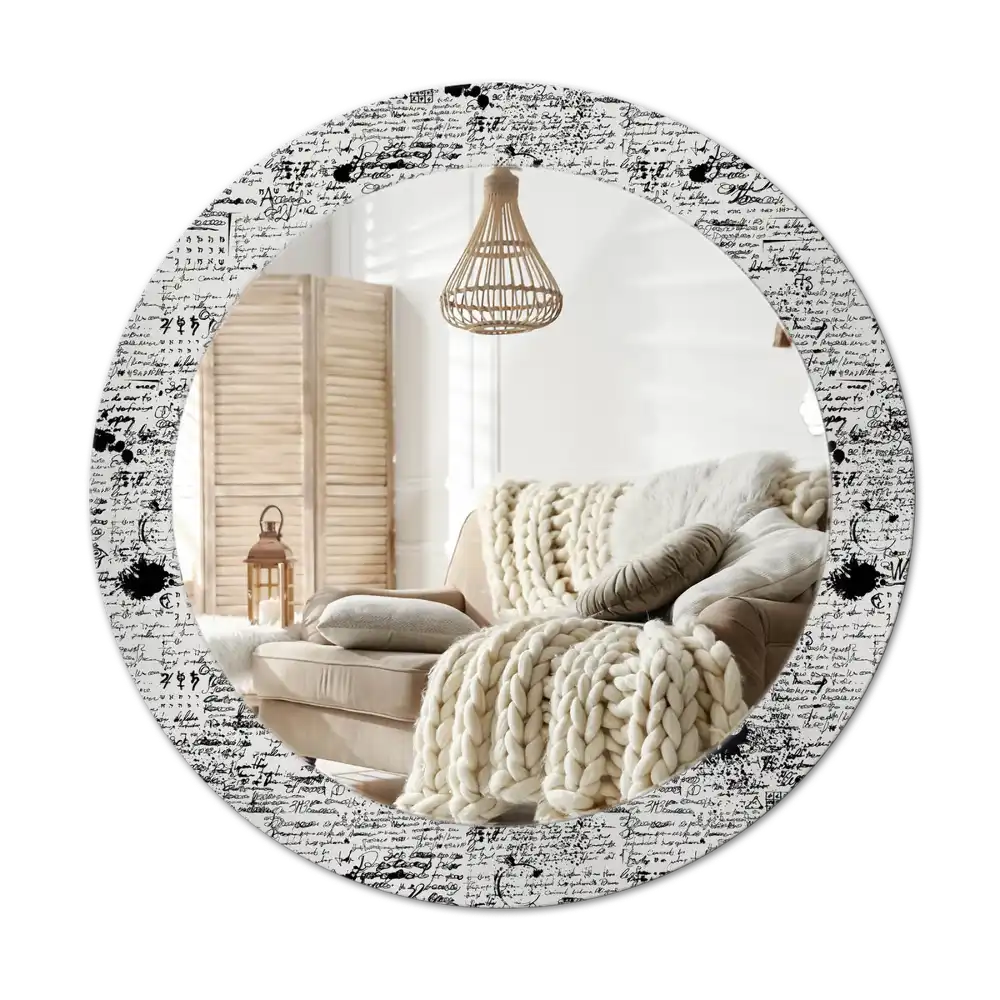 Round mirror frame with print Scribbles