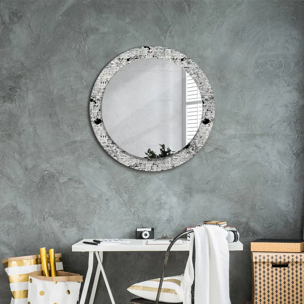 Round mirror frame with print Scribbles