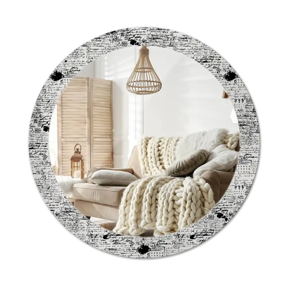 Round mirror frame with print Scribbles