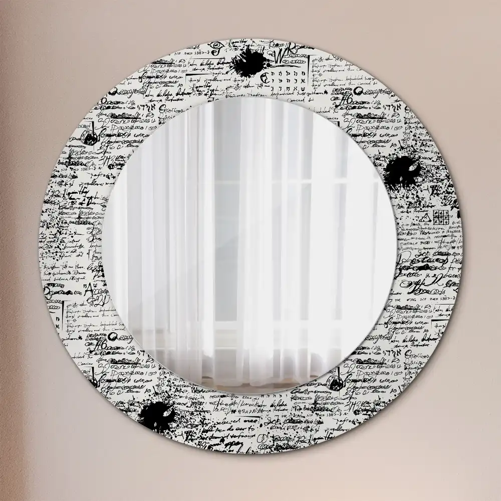 Round mirror frame with print Scribbles
