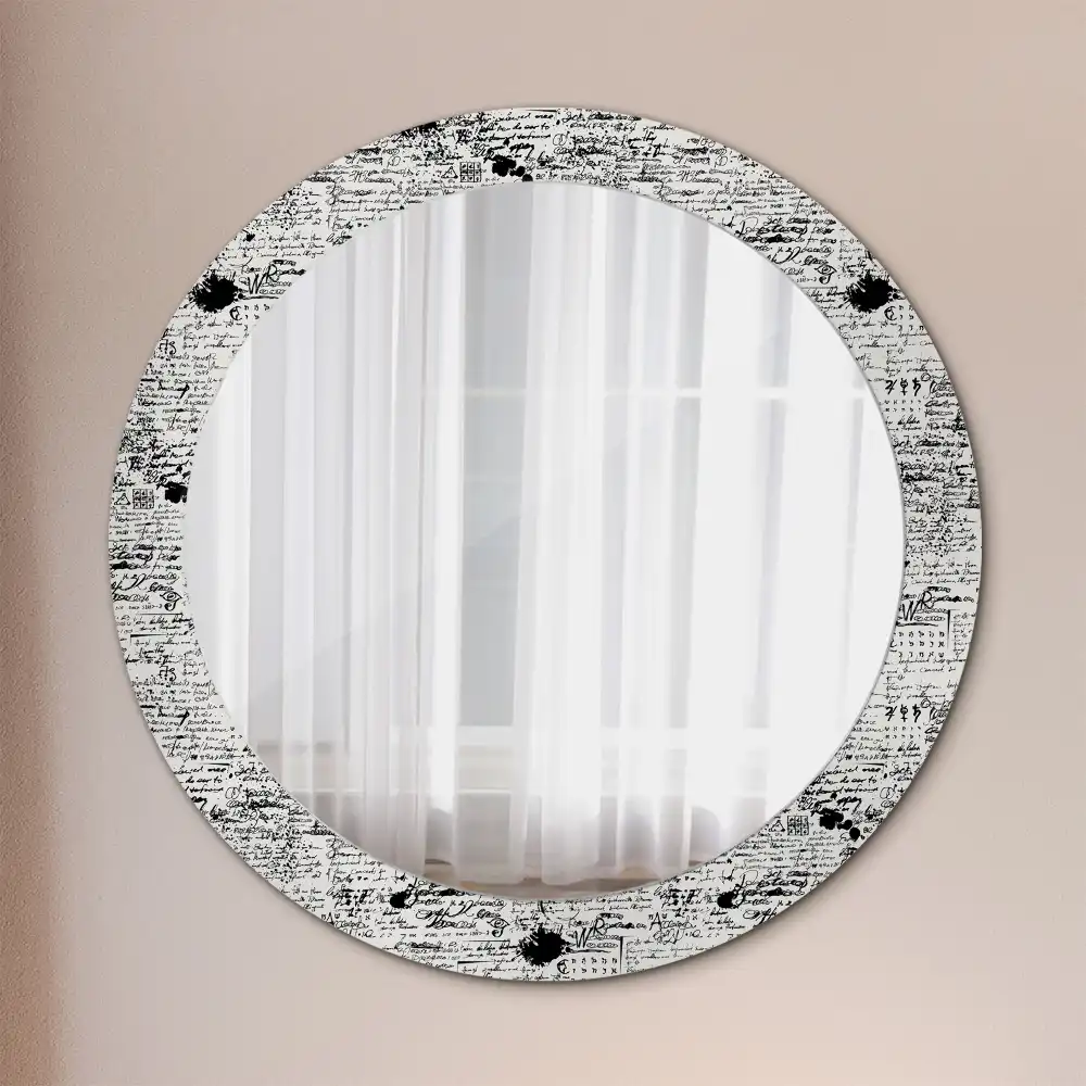 Round mirror frame with print Scribbles