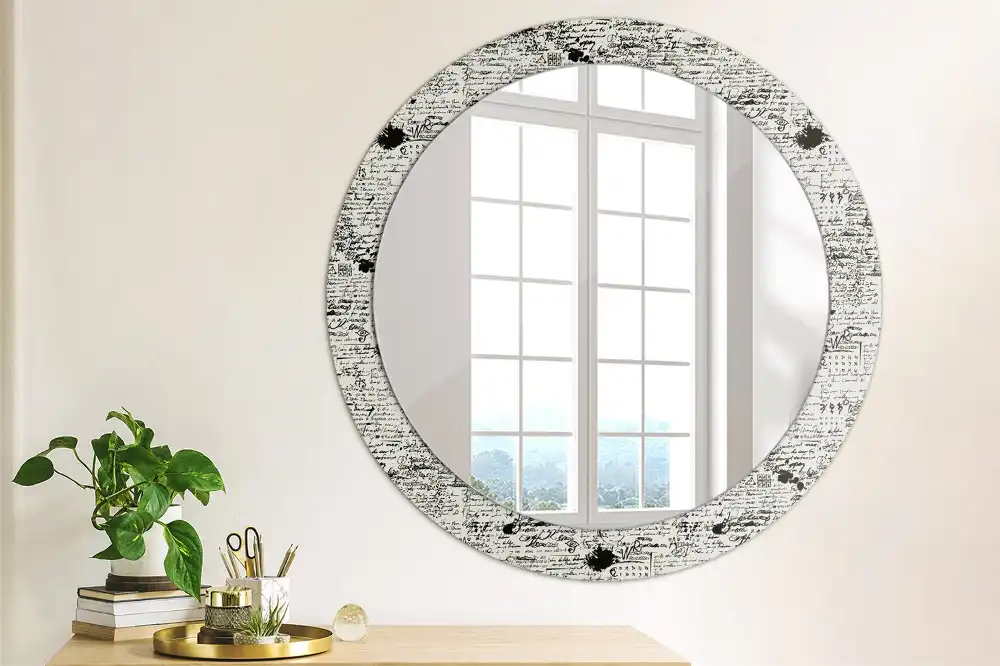 Round mirror frame with print Scribbles