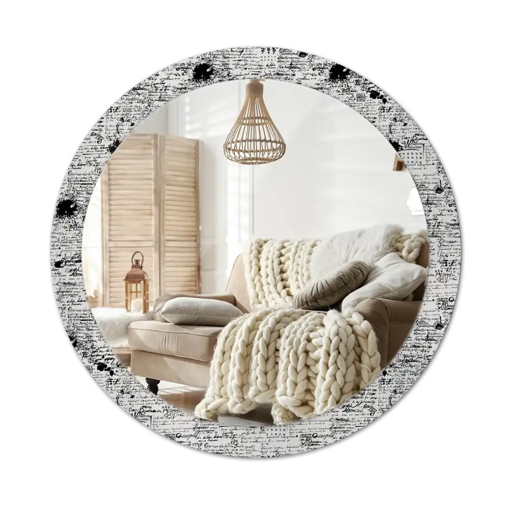Round mirror frame with print Scribbles