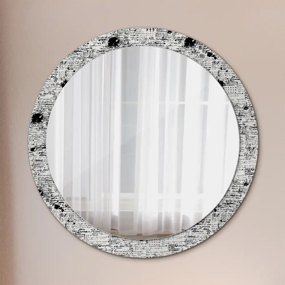 Round mirror frame with print Scribbles