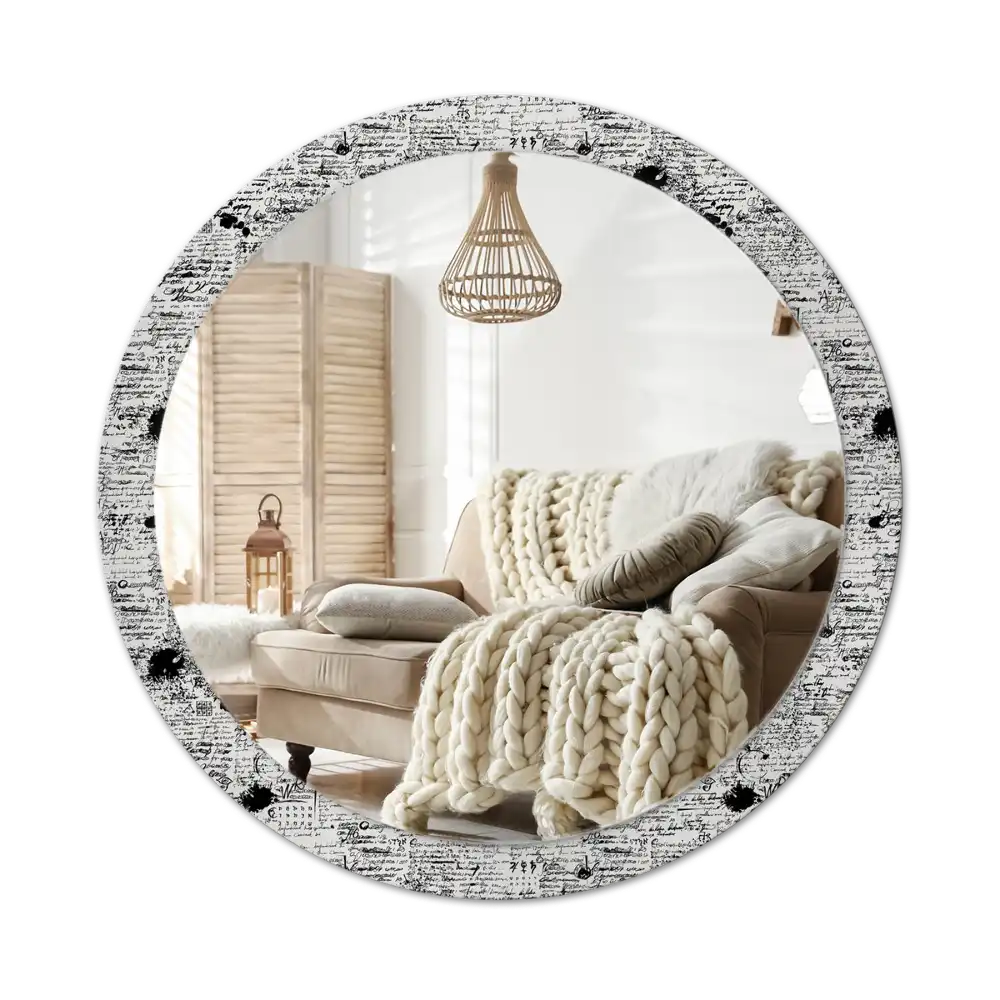 Round mirror frame with print Scribbles