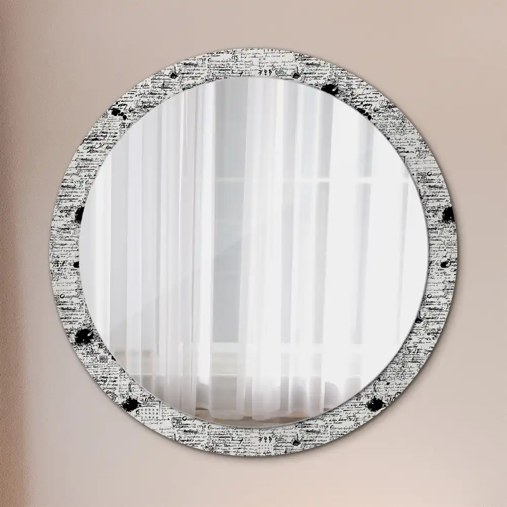 Round mirror frame with print Scribbles