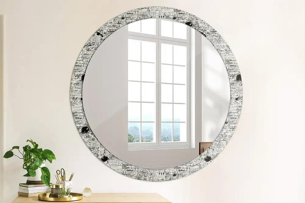 Round mirror frame with print Scribbles