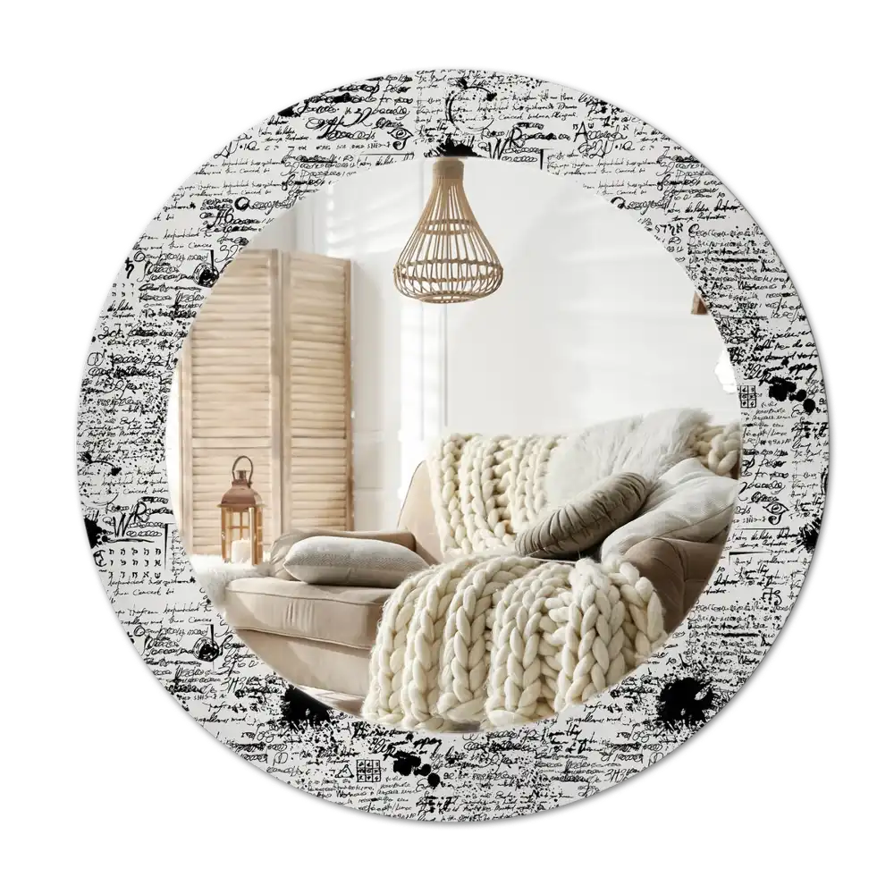 Round mirror frame with print Scribbles