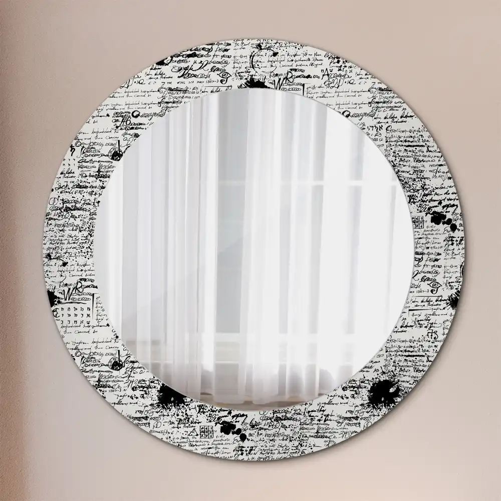 Round mirror frame with print Scribbles