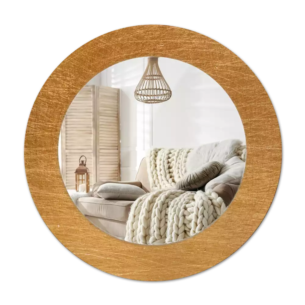 Round printed mirror Vintage loft style