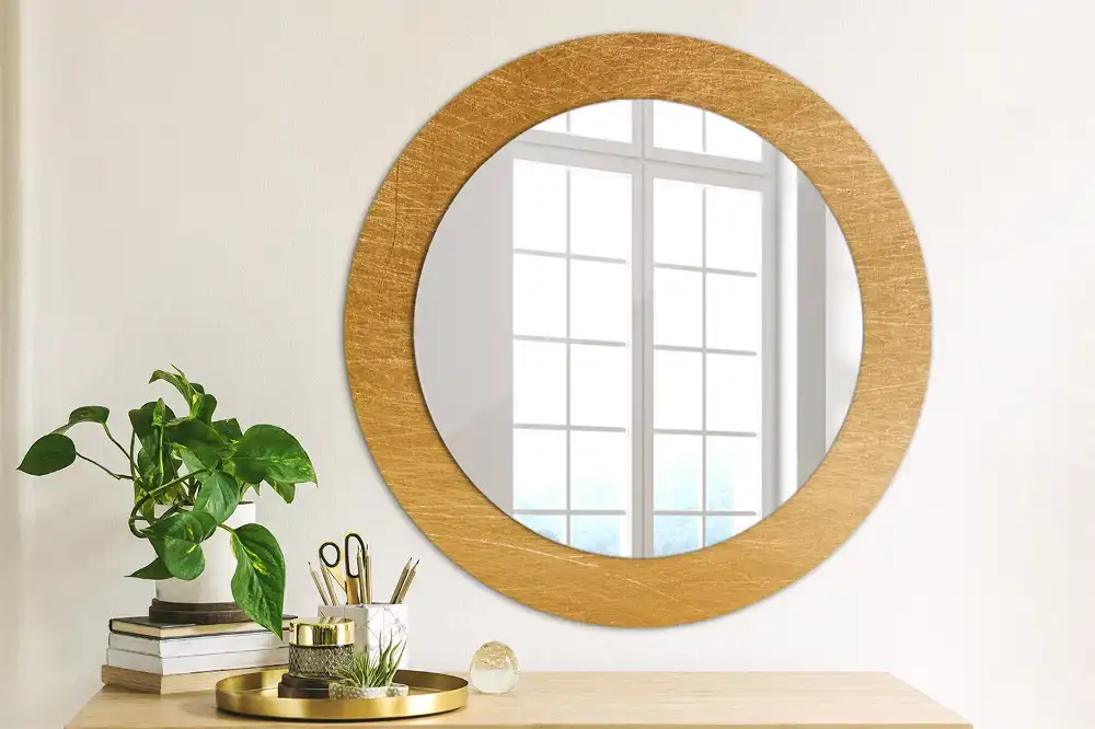 Round printed mirror Vintage loft style