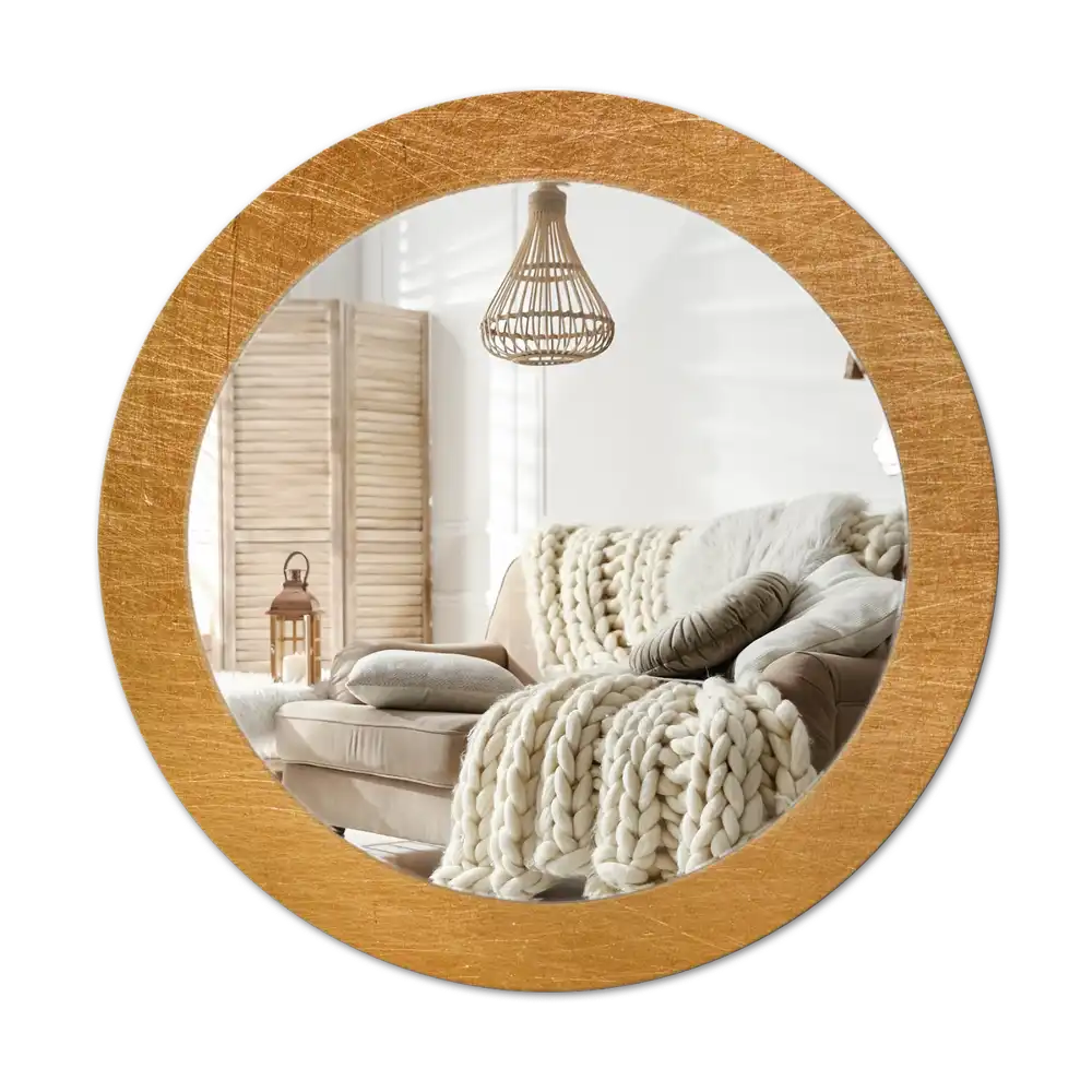 Round printed mirror Vintage loft style