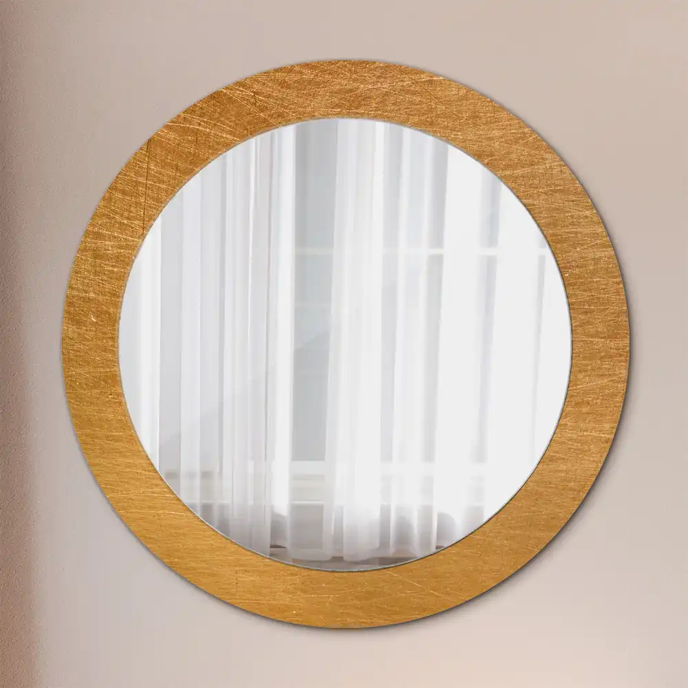Round printed mirror Vintage loft style