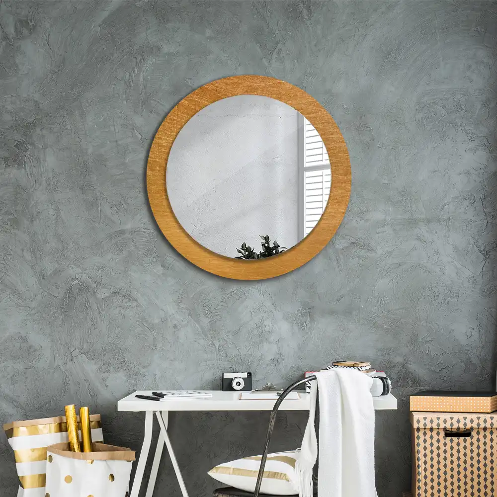 Round printed mirror Vintage loft style